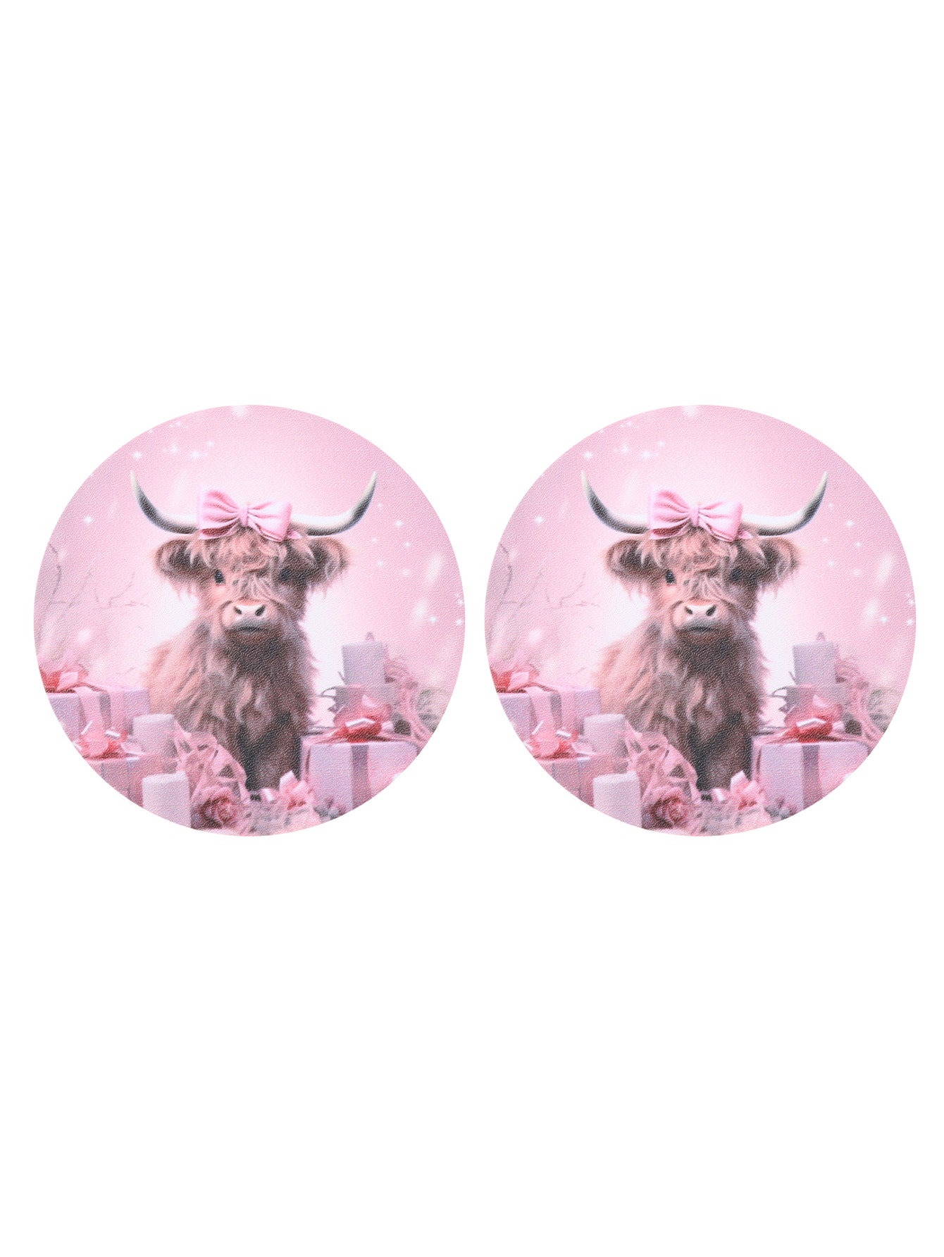 Wholesale Bow Cow Love Milk Tea Ice Cream Pattern Leather Coaster Cup Accessories ACC-CA-YTian002