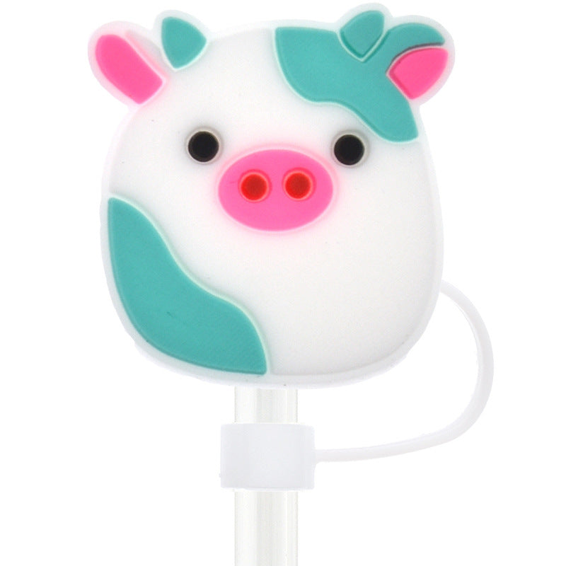 Wholesale Random 100pcs Cartoon Cute 10mm PVC Soft Straw Tube Cap ACC-SCR-RYY083