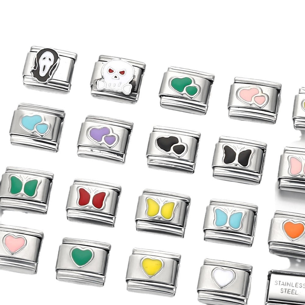 Wholesale 5pcs Italian Charm Bracelet 9mm DIY Splicing Cute Creative Stainless Steel Composable Bracelet