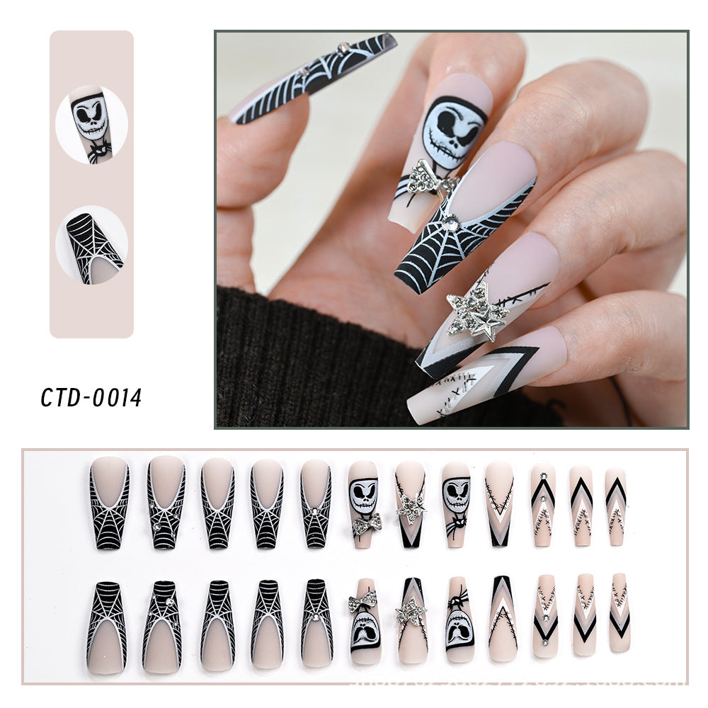 Wholesale Vintage  Ghost Print Press On Nails 24 Piece Box Fashion Accessory For Everyday Wear Or Boutique Resale