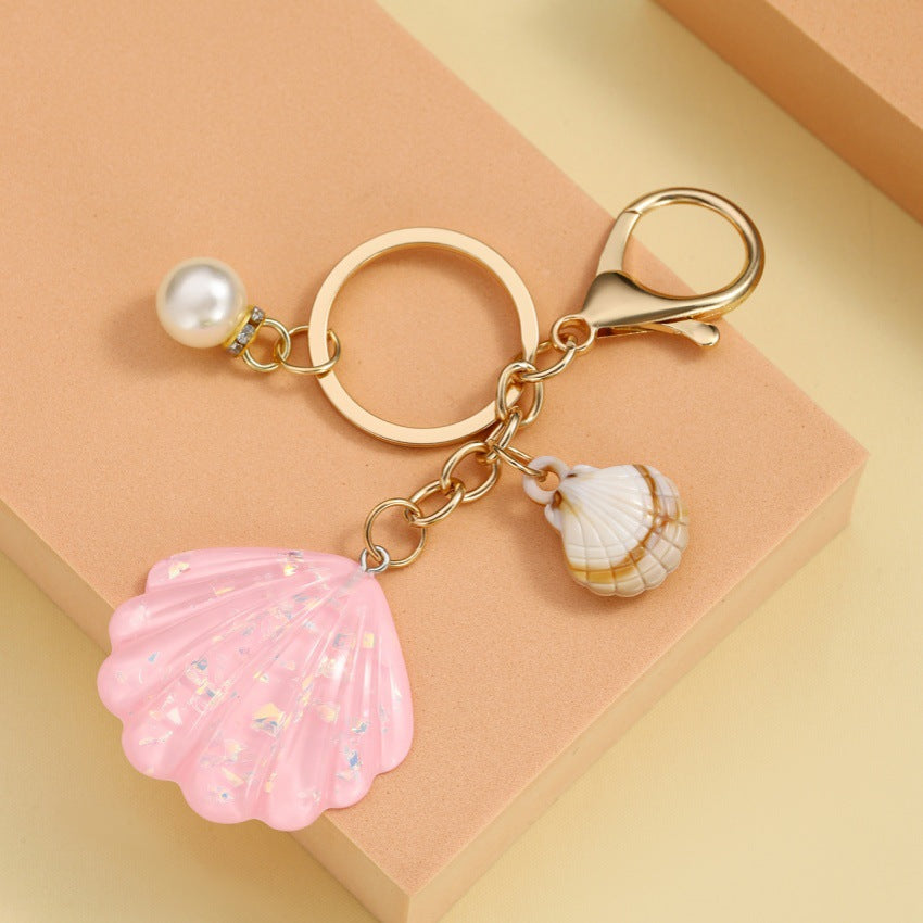 Wholesale Pearl Shell Keychain Diamond Pearl Ocean Series Keychain