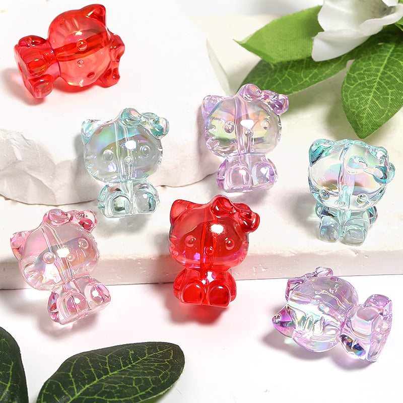 Wholesale 3D Bow Kitten Vertical Hole Acrylic Beads DIY Bead Accessories ACC-BDS-BLG062