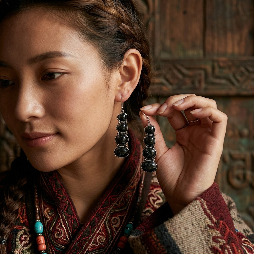 Wholesale Bohemian Vintage Tassel Earrings Geometric Zinc Alloy Electroplated Party Wear Jewelry