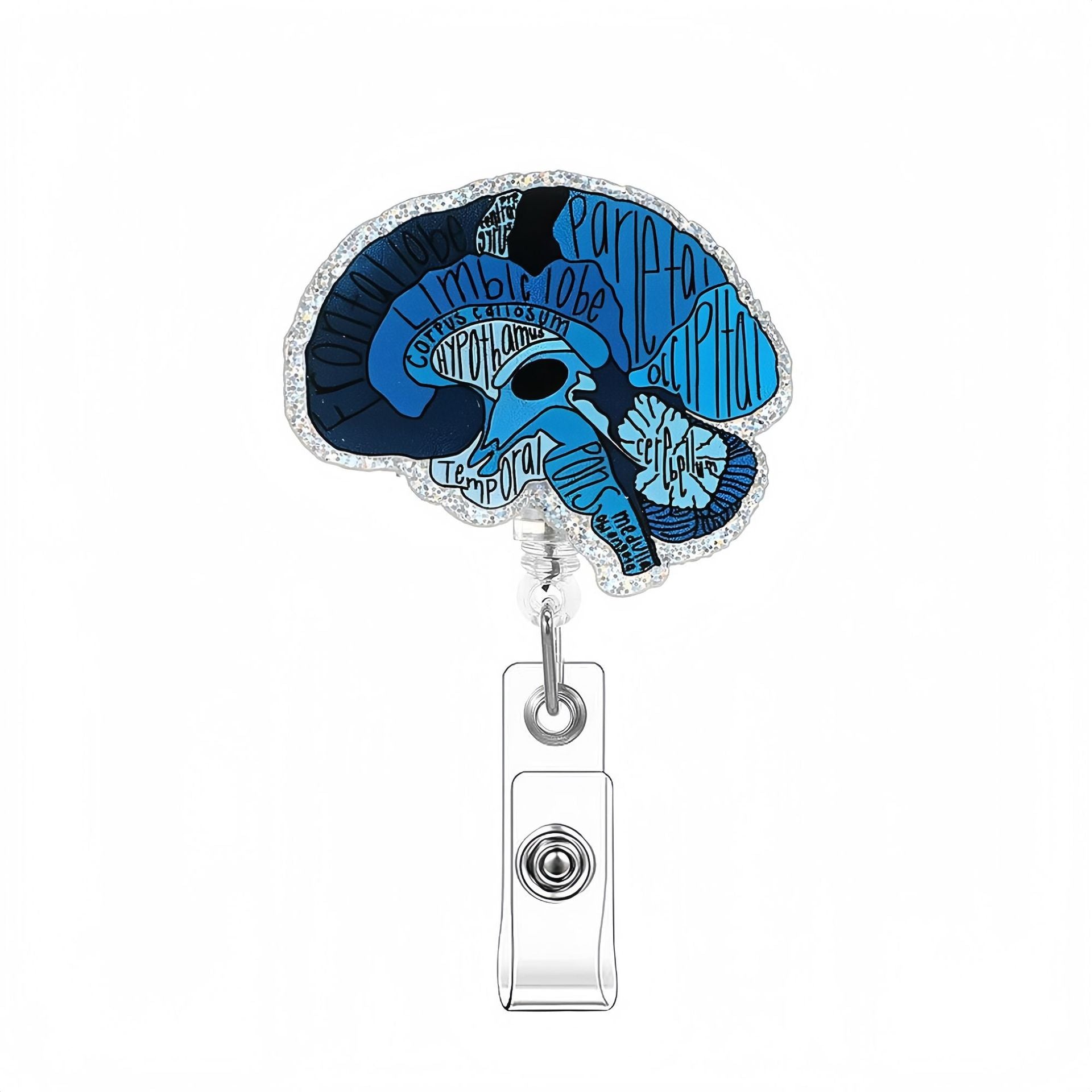 Wholesale Glitter Organ Brain Badge Reels Keychains