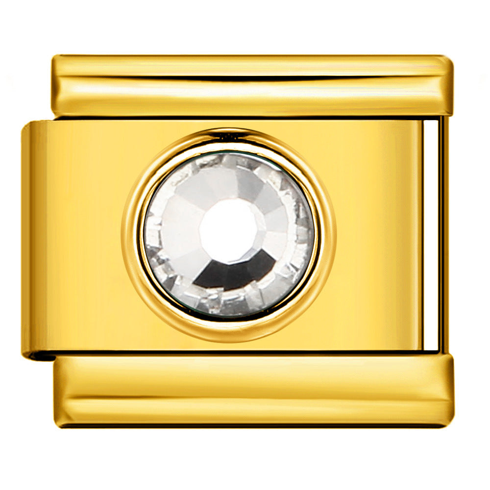 Bracelet de charme italien en gros 9 mm DIY Splicing Colorful Heart Circle Diamond en acier inoxydable Bracelet composable