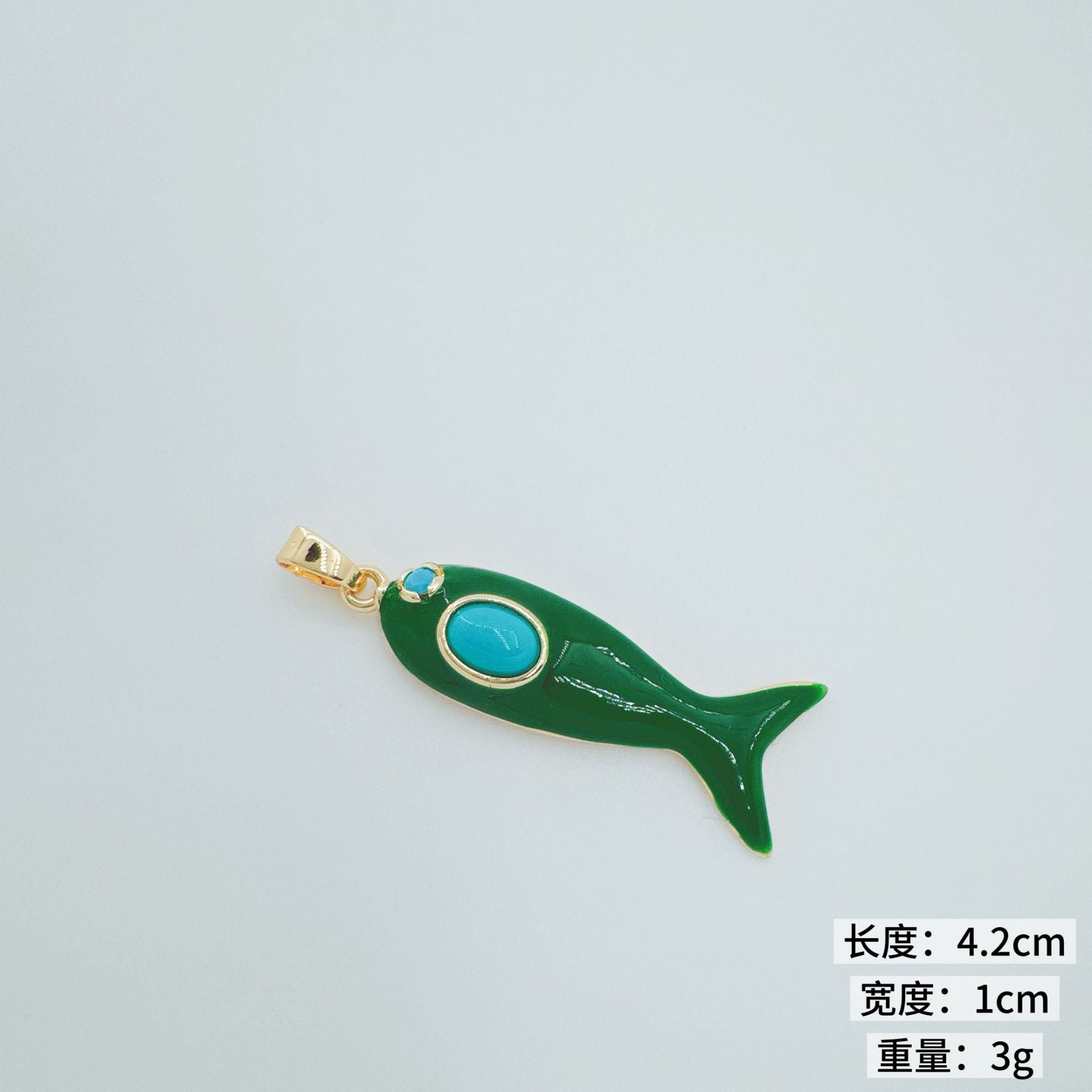 Wholesale Swimming Fish Pendant Necklace with Gemstone Inlay Copper Fashion Jewelry Accessory