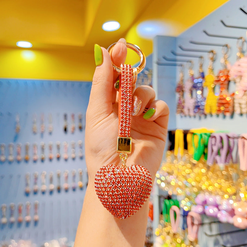 Wholesale Light Luxury Love Heart Tassel Keychain with Czech Crystal - Fashion Accessory,  Bag Charm