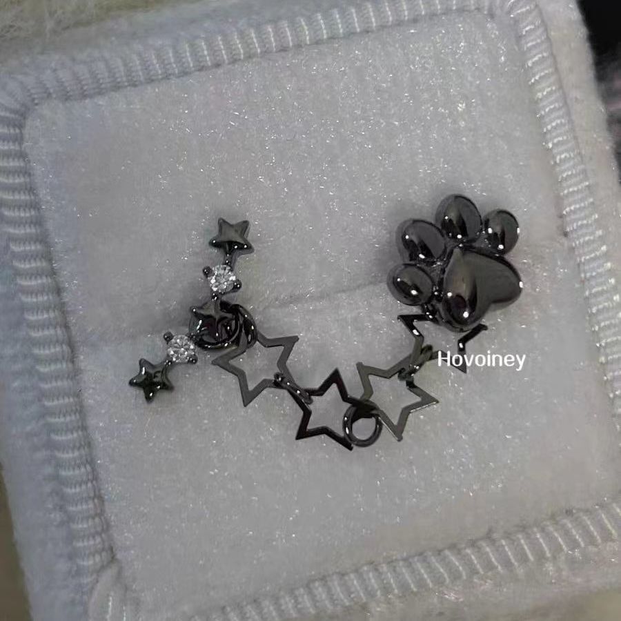 Wholesale cat claw star chain ear bone stud double earrings