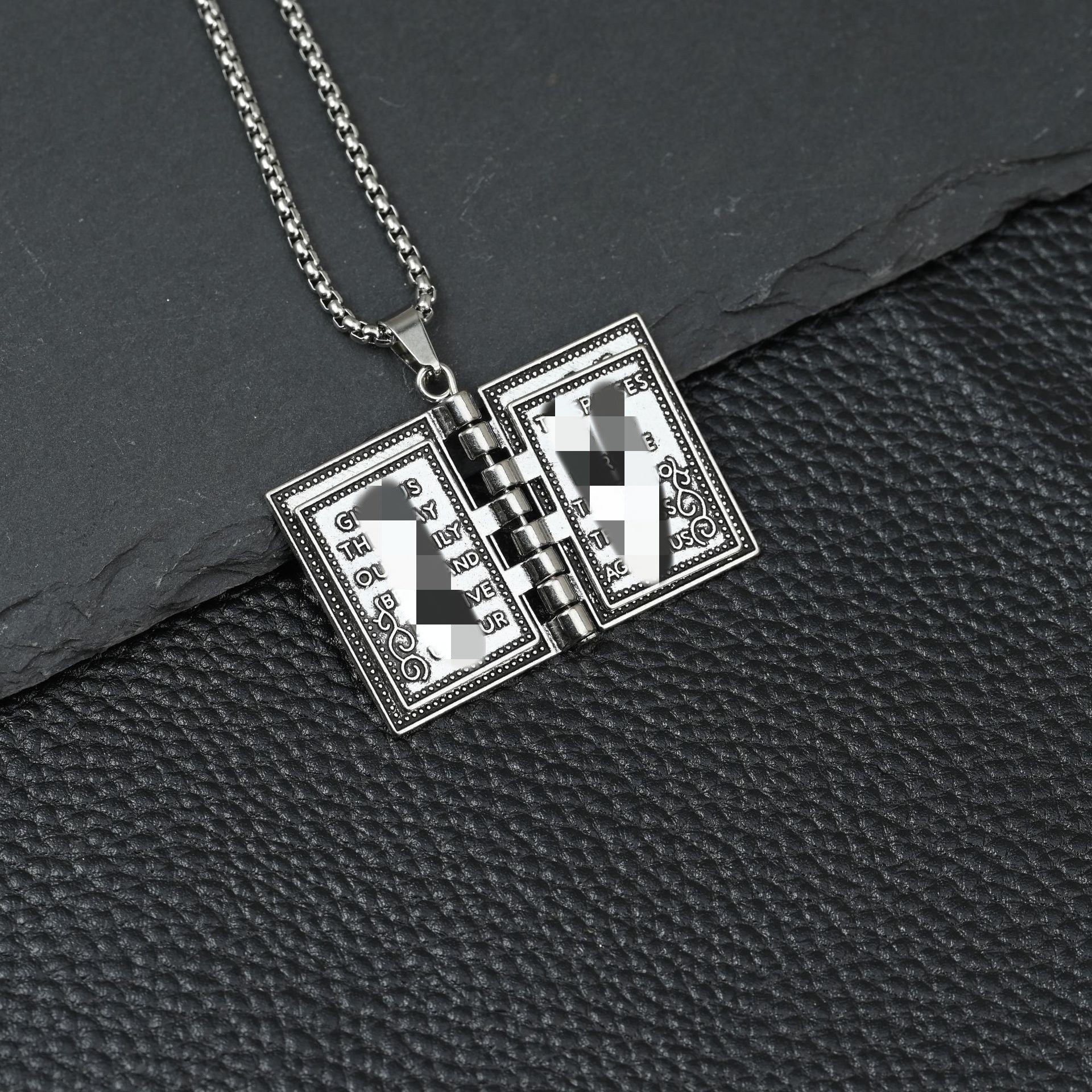 Wholesale Stainless Steel Gold Plated Openable Book Cross Pendant Necklace Retro Chic Jewelry Gift