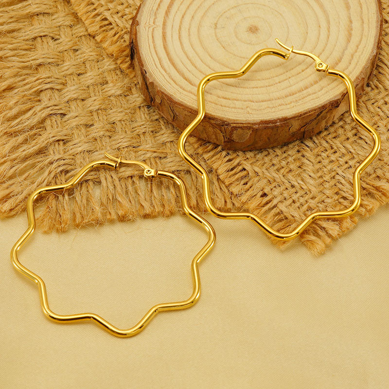 Wholesale  Stainless Steel Plated 18K Gold Simple  Earrings