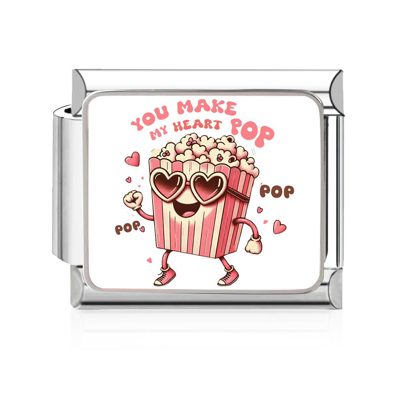 Wholesale 9mm Italian Charm Starter Bracelets DIY Pink Heart Series Stainless Steel Composable Bracelet