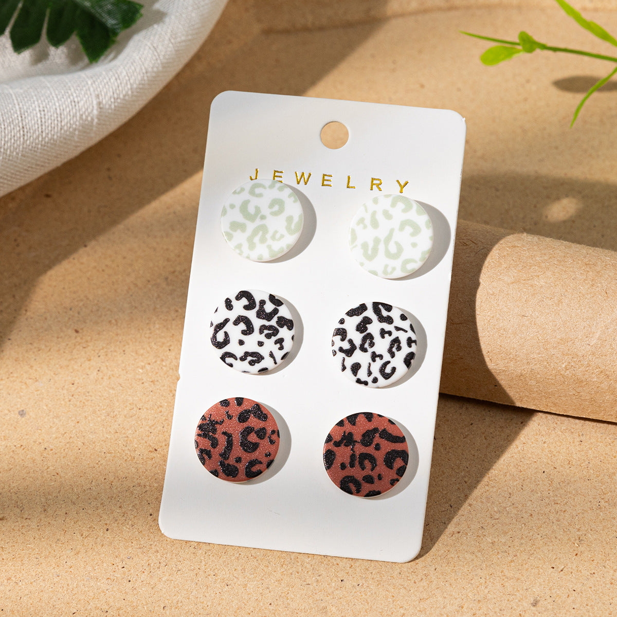 Wholesale Leopard Print Acrylic Heart Earrings