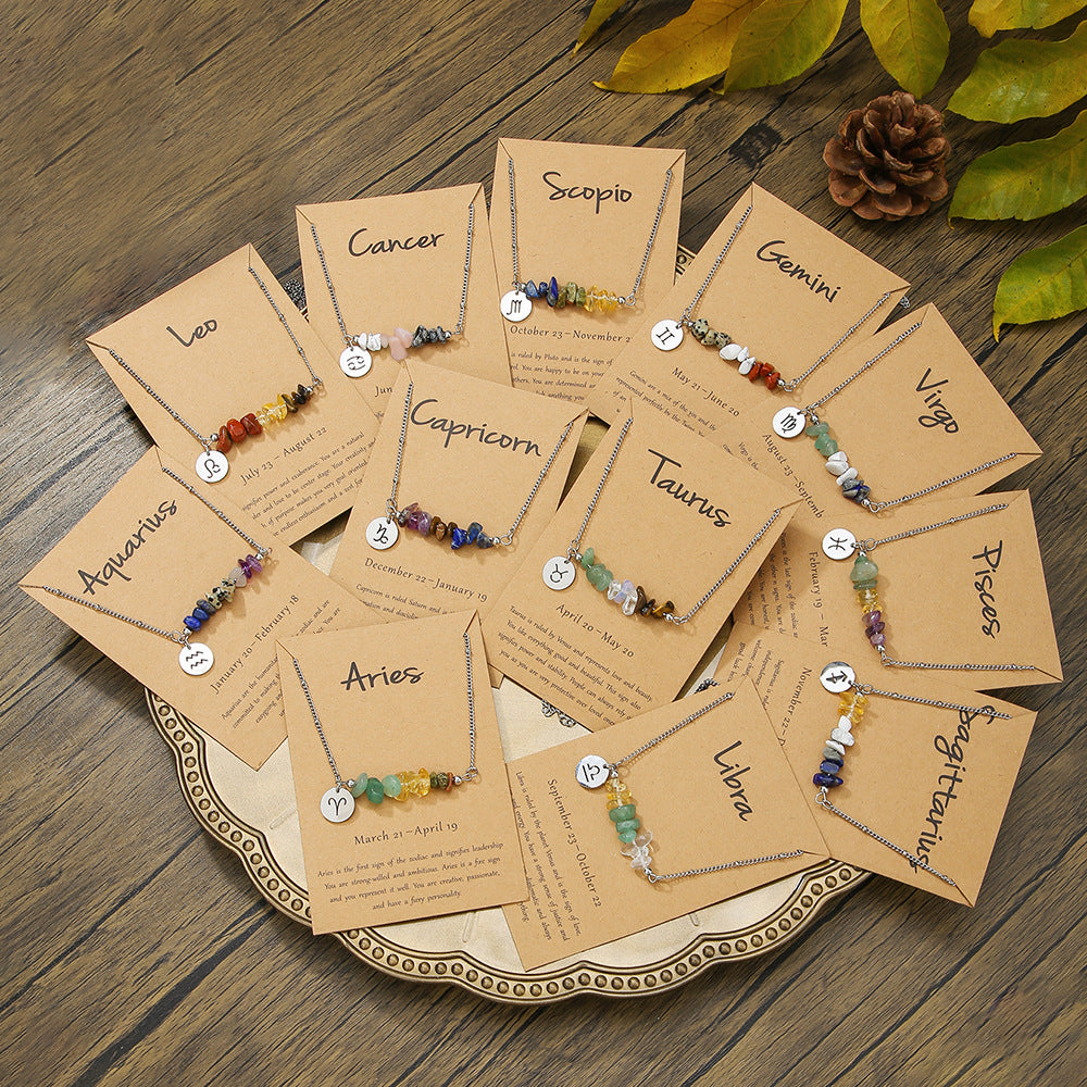 Wholesale Stainless Steel 12 Constellation Pendant Necklace