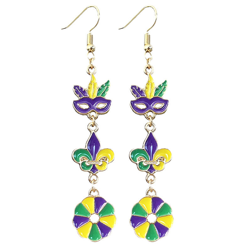 Wholesale 2 Pairs/pack Carnival Metal Stitching Mask Iris Earrings ACC-ES-HY209