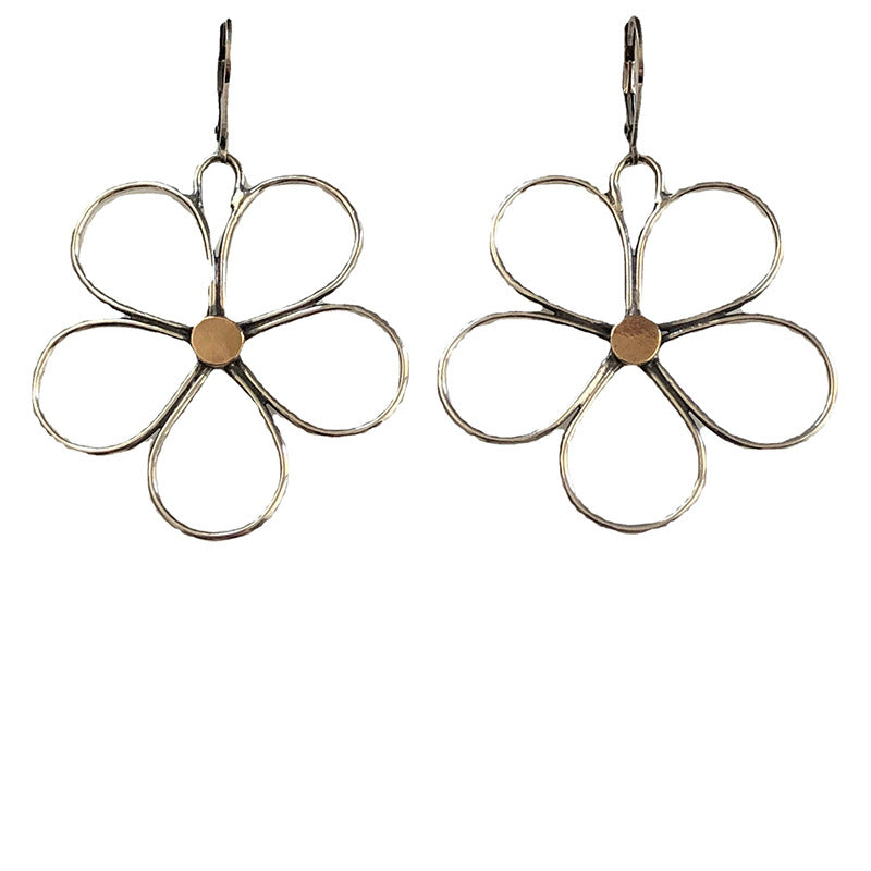 Wholesale Bohemian style personality big flower pendant earrings