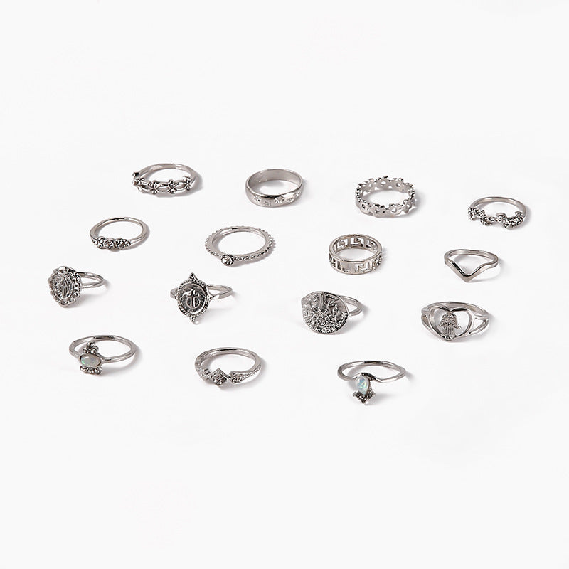 Wholesale vintage cross gold coin ring love alloy women' s diamond ring