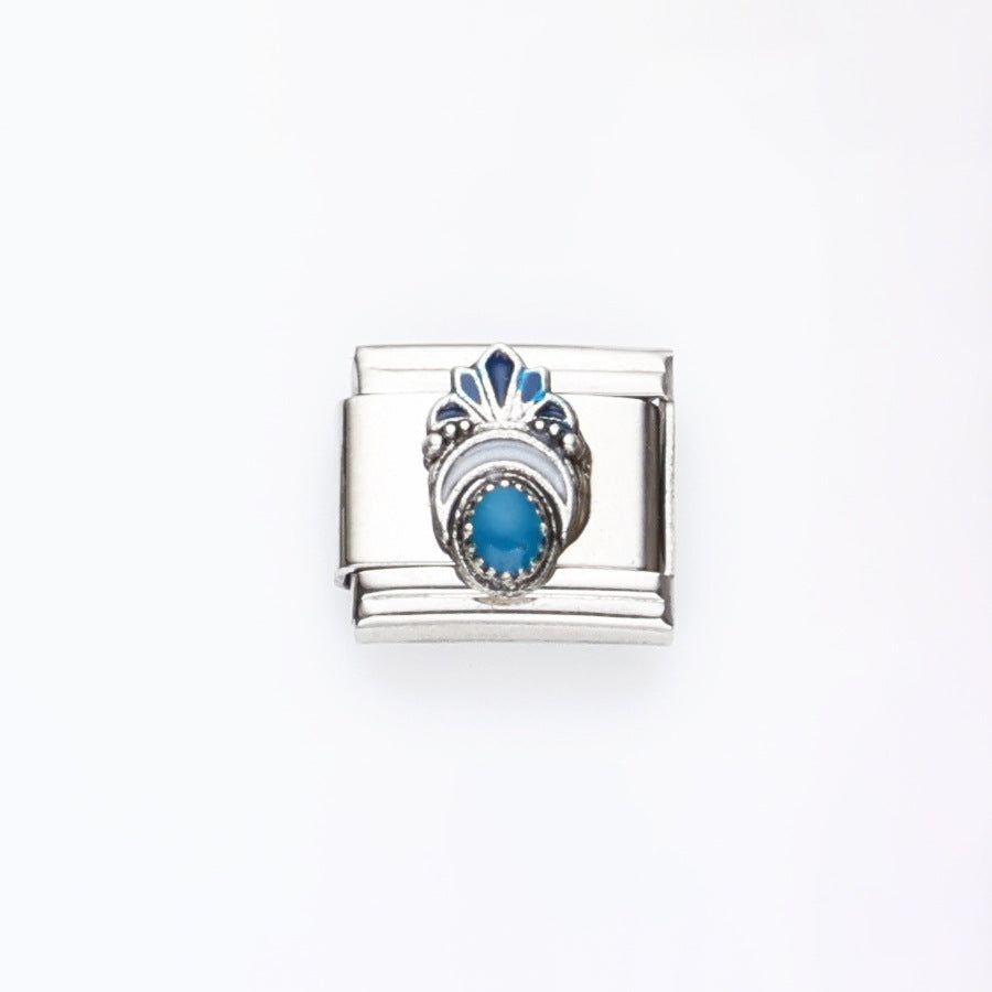 Wholesale 10pcs Italian Charm Bracelet 9mm DIY Splicing Flower Geometric Pattern Stainless Steel Composable Bracelet