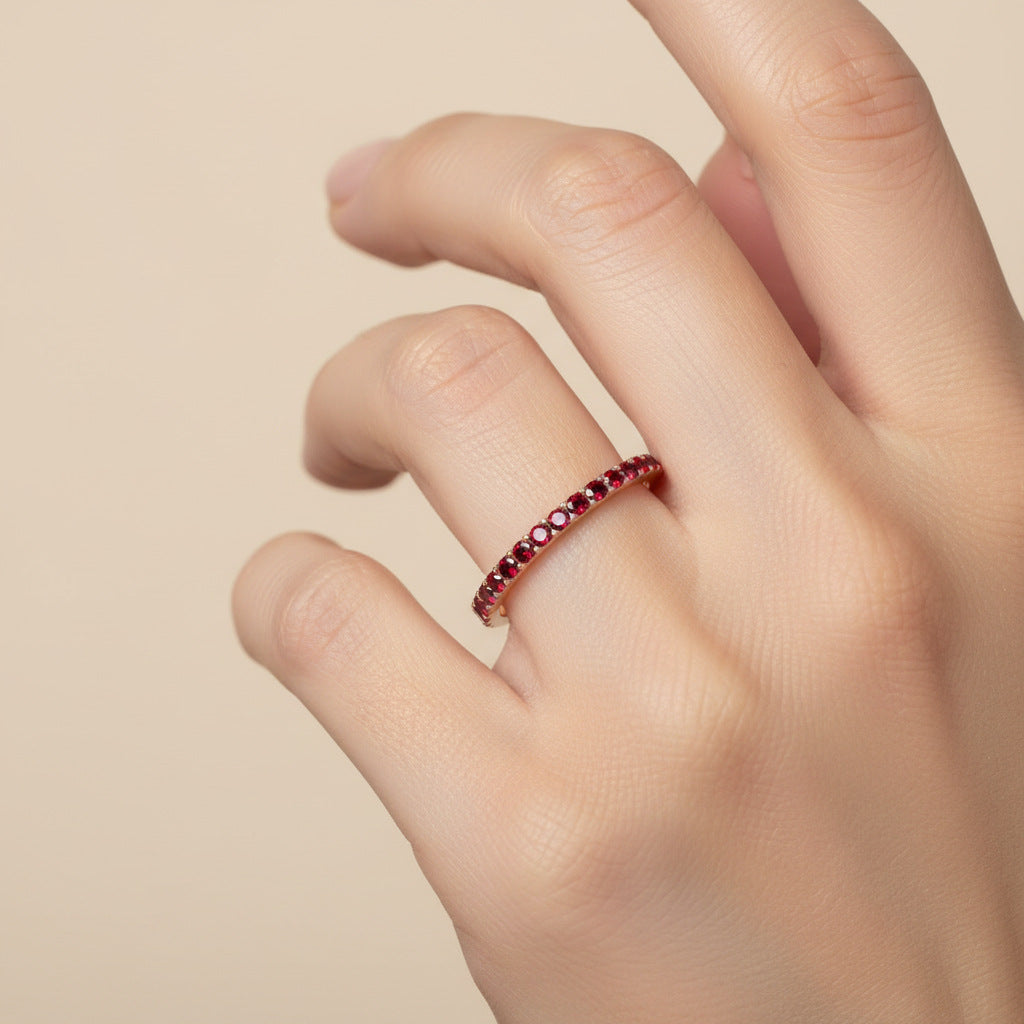 Wholesale Stainless Steel Ring with Colorful Birthstone-Colored Diamond Accents