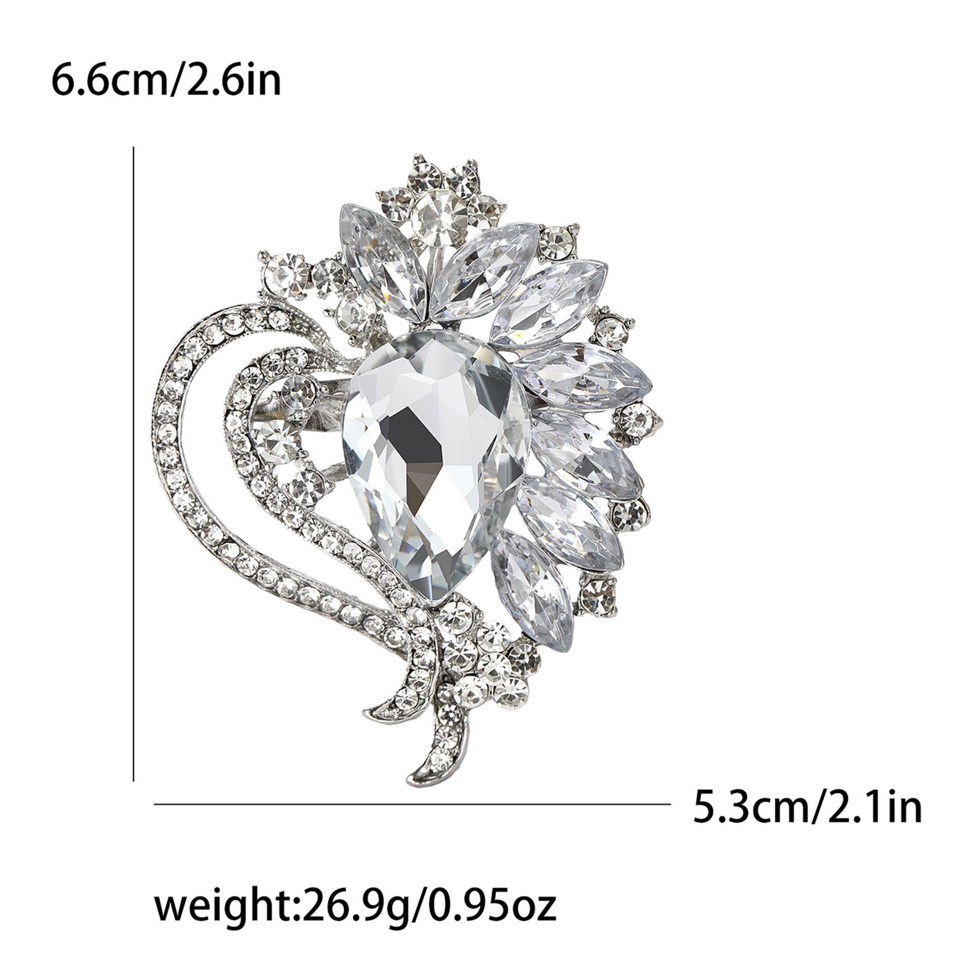 Wholesale Flower Brooch Pin Alloy Red Crystal Glass Style Women S Party Fashion Accessory