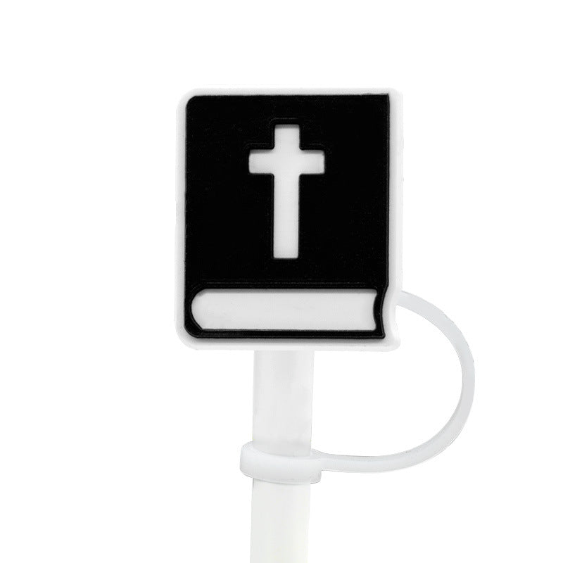 Wholesale 10pcs 7-8mm God Cross Silicone Dustproof Straw Stoppers Straw Tube Cap