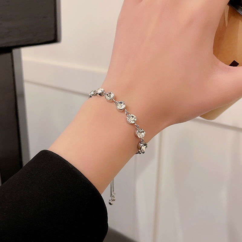 Wholesale sparkling diamond silver bracelet pull-out alloy bracelet ACC-BT-Sengw004
