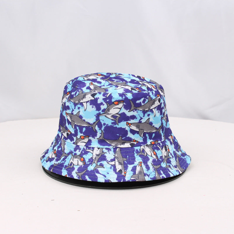 Wholesale Printed shark double-sided fisherman hat Bucket Hat