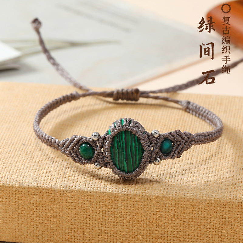 Wholesale Handmade Natural Stone Adjustable Braided Rope Bracelet Traditional Wrap Design Fashion Accessory For Women