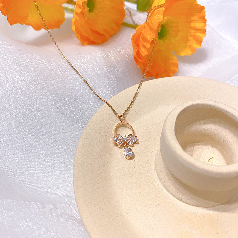 Wholesale Electroplated Titanium Steel Necklace Micro-embedded Clavicle Chain Choker Necklace ACC-NE-Xiyue003