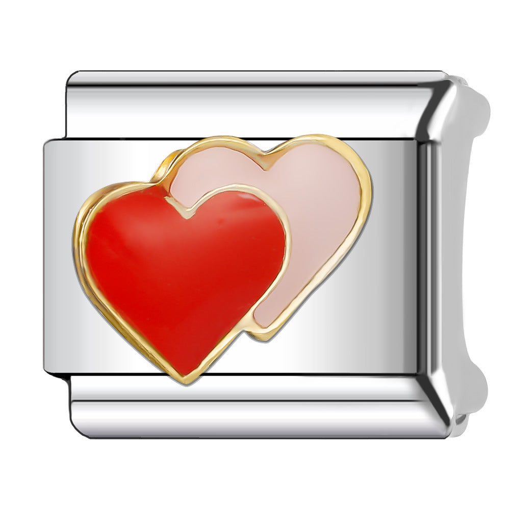 Wholesale Italian Charm Bracelet 9mm DIY Splicing Red Series Stainless Steel Composable Bracelet