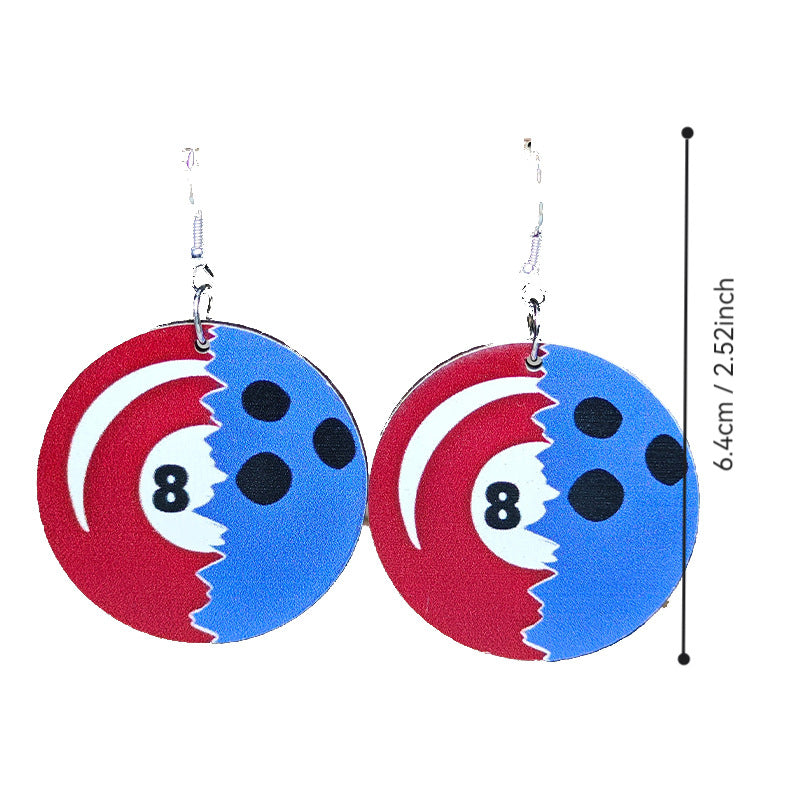Wholesale Sports Wind Earrings Football Basketball Billiards Baseball Stitching Leopard Earrings