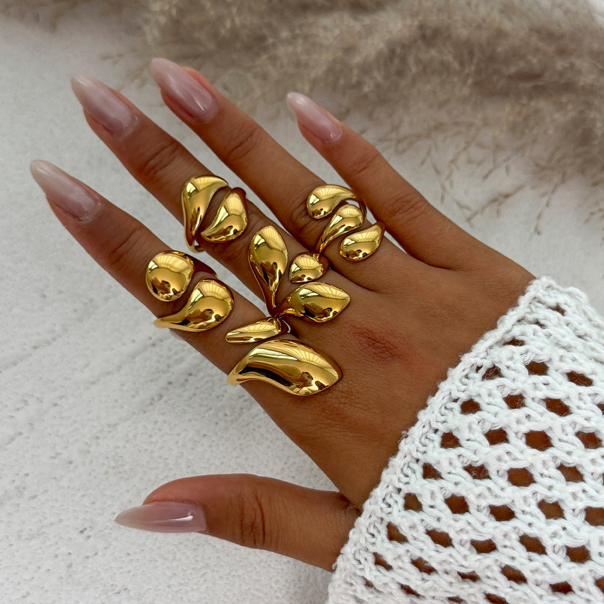 Wholesale Teardrop Open Polished Joint Ring