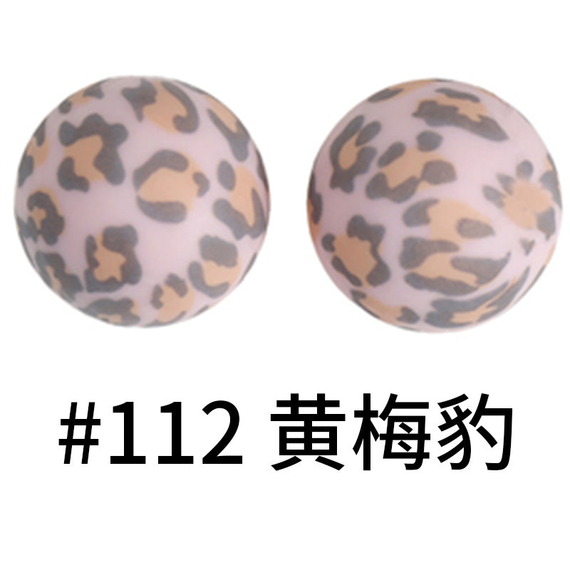 Wholesale 50pcs 15mm Western Style Leopard Skull Color Aztec Printed Silicone Balls Beads ACC-BDS-HeSheng008