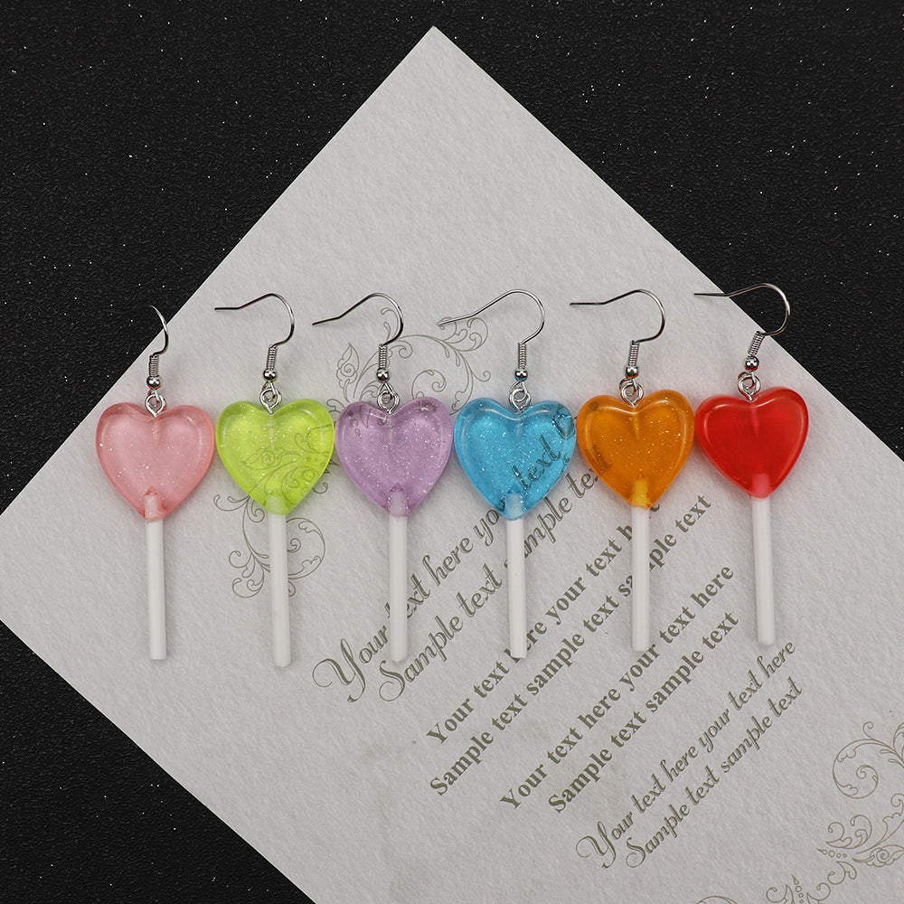 Wholesale Glitter Candy Color Love Lollipop Earrings