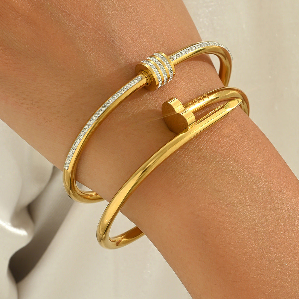 Wholesale Electroplated Titanium Steel 2 Piece Bracelet Set