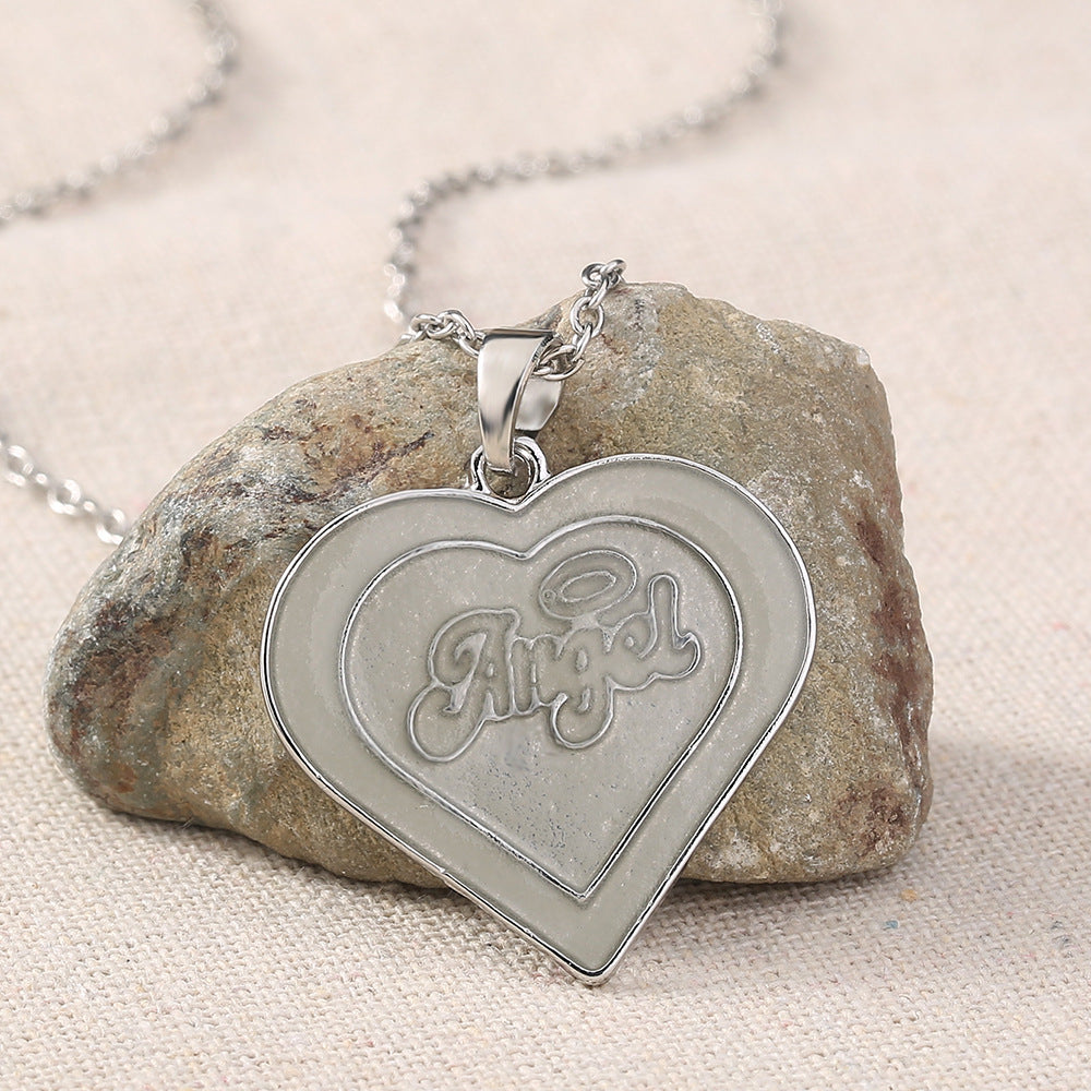 Wholesale Stainless steel  love angel luminous  pendant necklace