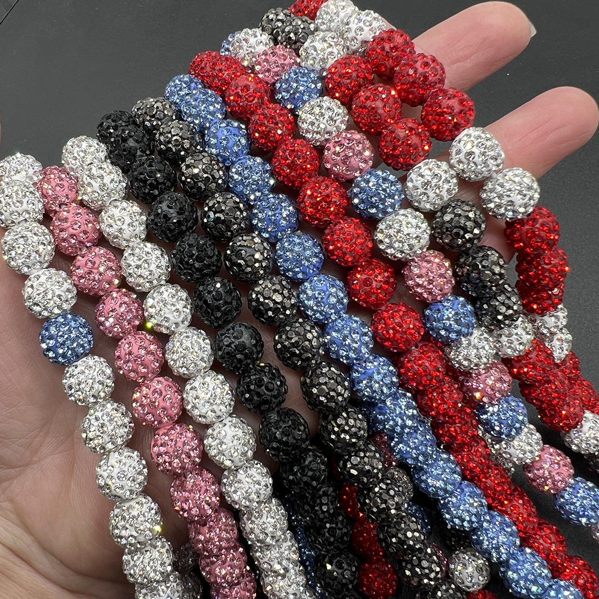 Wholesale Elastic Colored Soft Clay Diamond Ball Baseball Bracelet ACC-BT-Nanh011