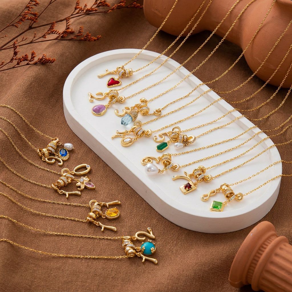 Wholesale Chic Multi Pendant Collarbone Necklace Copper Zircon Jewelry Accessory Boutique Resale Gift
