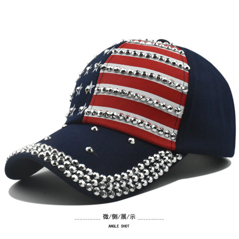 Wholesale  American flag stick  fashion Diamond cap