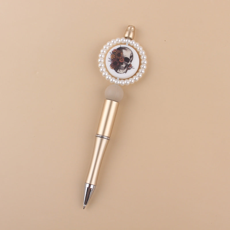 Wholesale Creative pearl ring cartoon round printing beaded pen