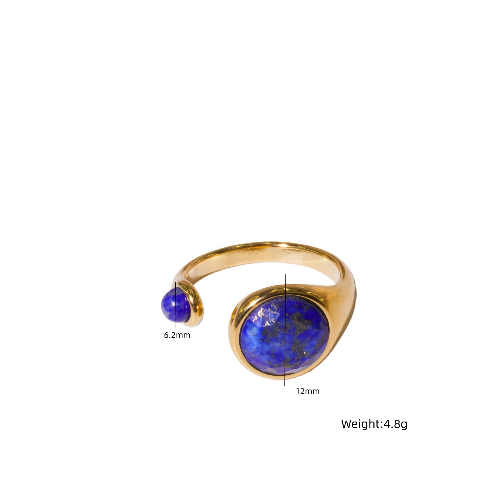 Wholesale Titanium Steel Adjustable Open Ring with Natural Stone Inlay Palace Style Jewelry Gift