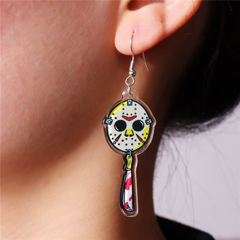 Wholesale  Twins Horror  Face Acrylic Earrings