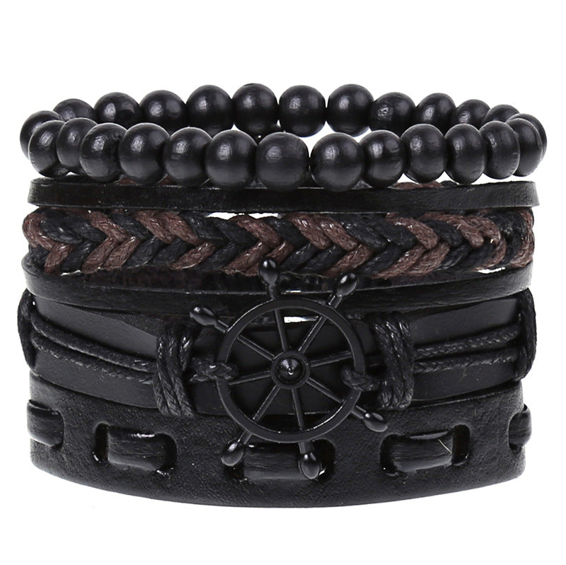 Wholesale Vintage Braided Set Cowhide Bracelet Men's Bracelets ACC-BT-Saih003
