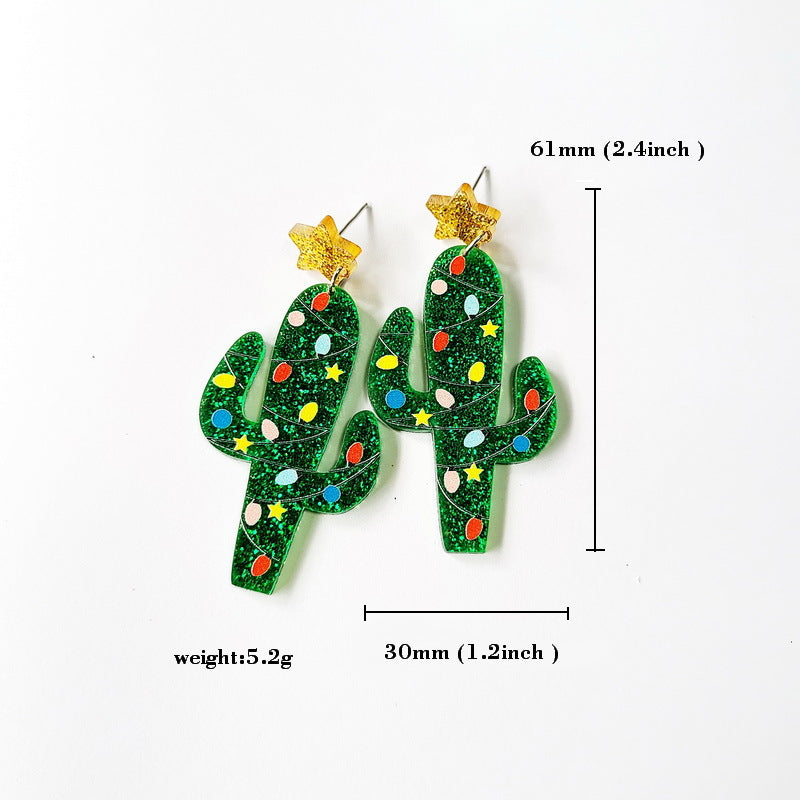 Wholesale Christmas Tree Rainbow Koala Dinosaur Cactus Gingerbread Man Acrylic Earrings ACC-ES-XP012