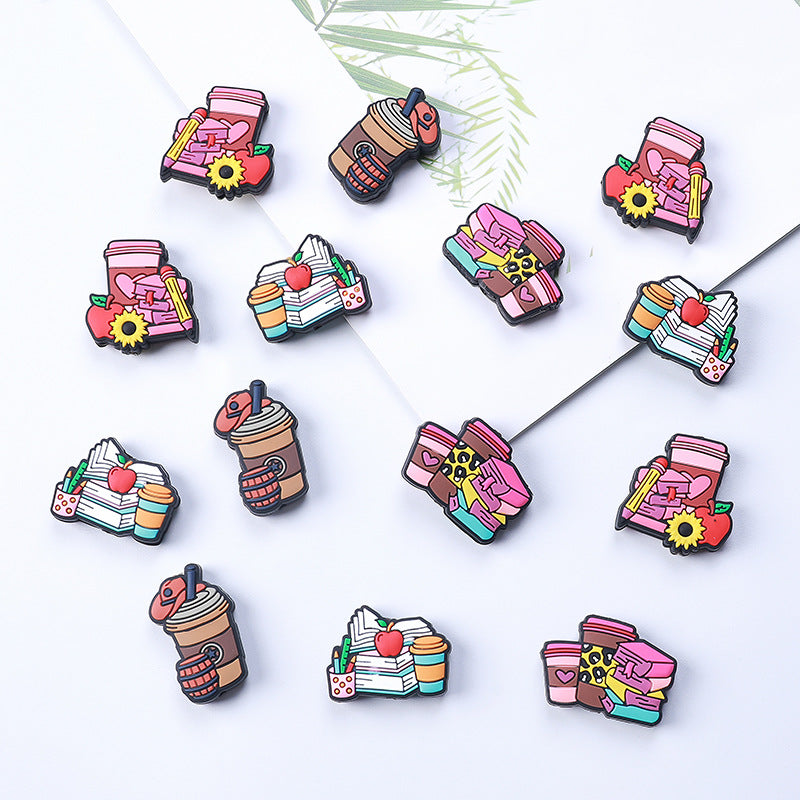 Wholesale 20pcs Book Coffee Cup Silicone Focal Beads DIY Beading Accessories ACC-BDS-RongFa011