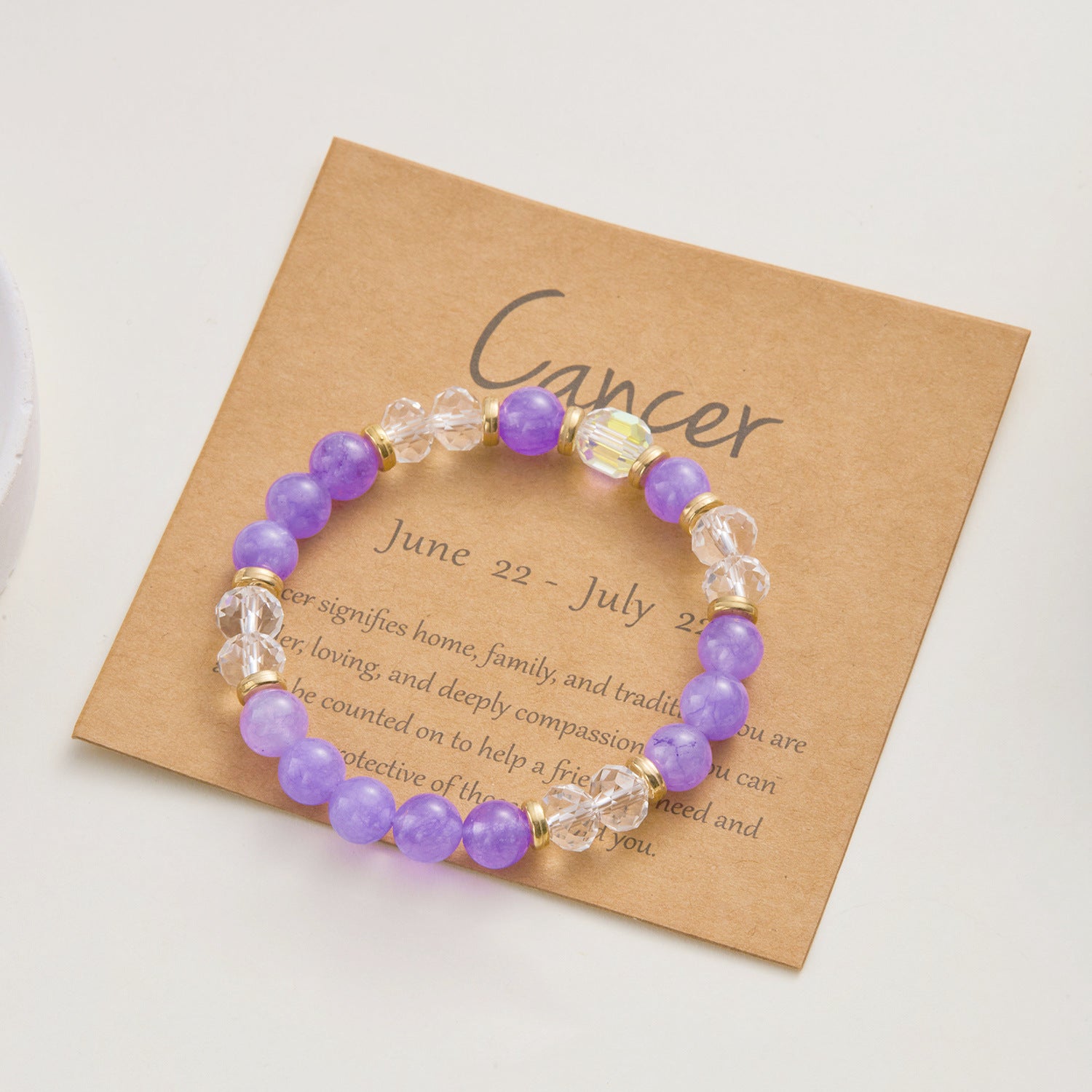 Wholesale  Twelve Constellation Color Natural Stone Crystal Paper Card Mixed Color Beaded Bracelet