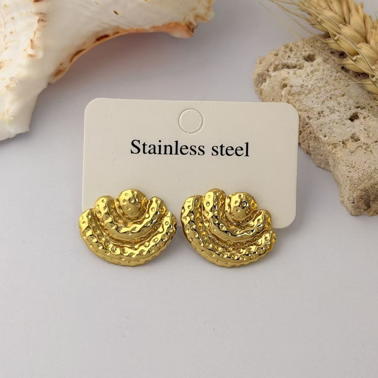 Wholesale Geometric Pleated Earrings 304 Stainless Steel Fashion Jewelry for Women