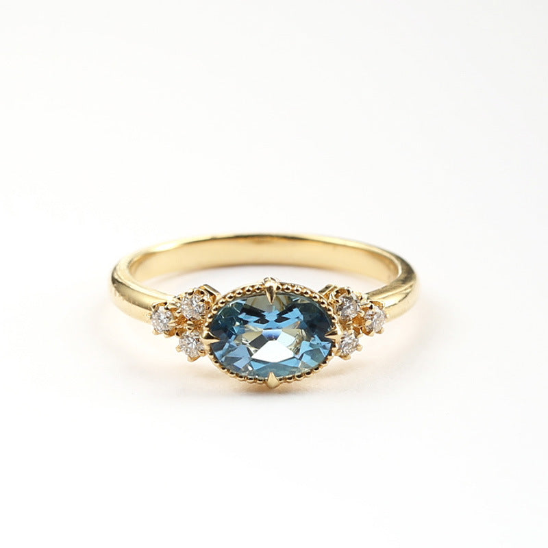 Wholesale 925 Sterling Silver Ring Moissanite Aquamaro Women's Color Ring