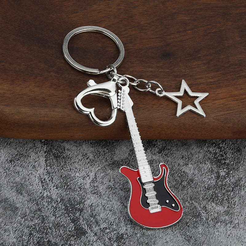 Wholesale Electroplating color-retaining oil-dripping guitar keychain