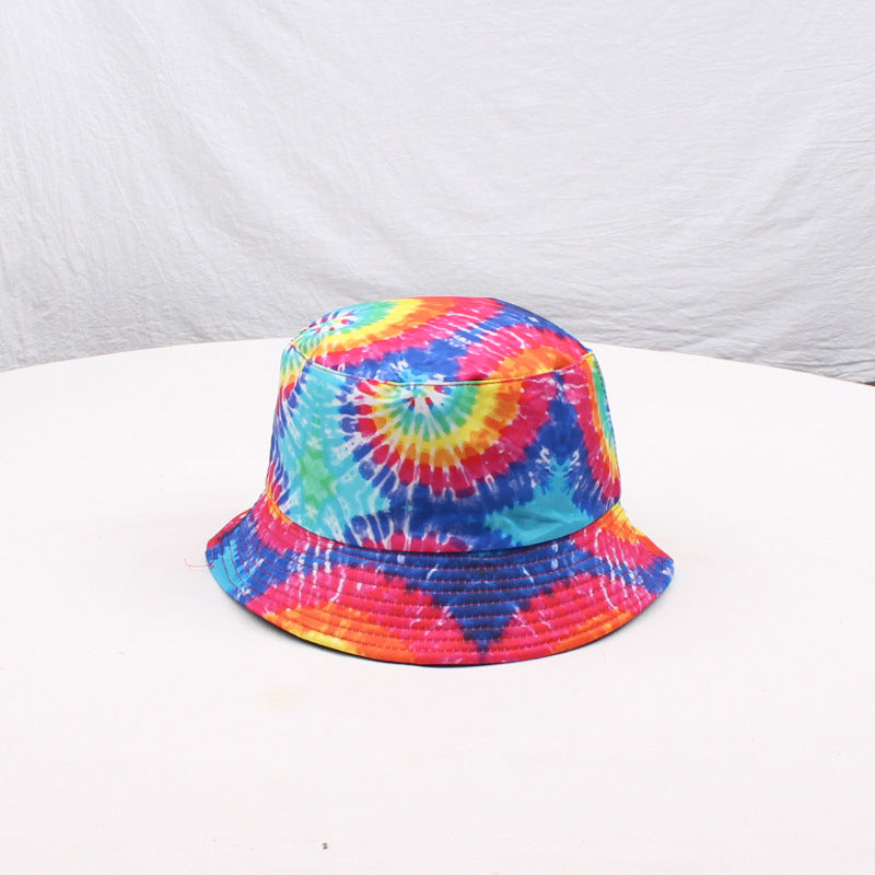 Wholesale Double-sided tie-dyed fisherman hat  3D color printing  hat