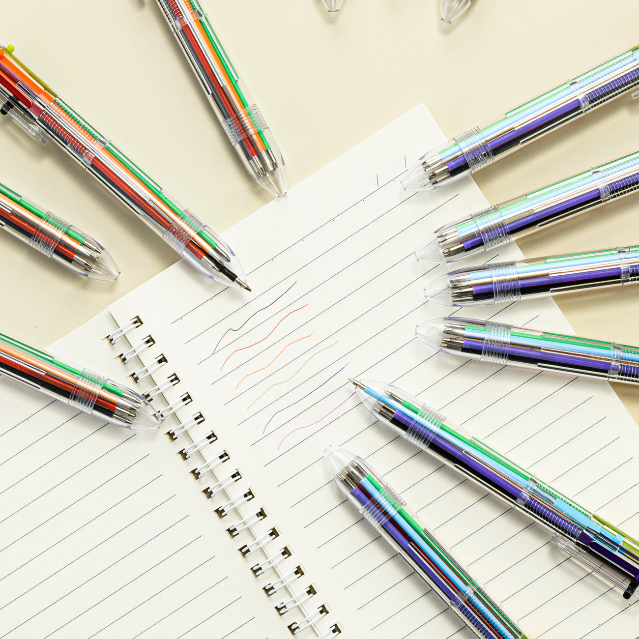 Wholesale Multicolor ballpoint pen push-type 6-color in 1 color ballpoint pen